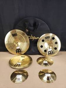 lot 32 image: Lot of 6 Meinl HCS Cymbals w New Zildjian Cymbal Bag, Includes 18, 16, 14, 10 Splash & 8 Bell x 2