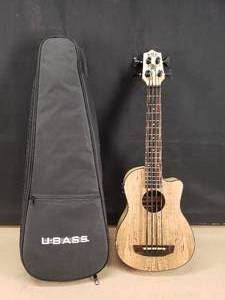 lot 42 image: KALA Spalted Malpe Acoustic-Electric U-Bass w Bag, Model UBASS-SP-MAPL-FS