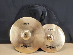 lot 71 image: Lot of 2 Zildjian ZBT Cymbals w Matching Zildjian Bag. 16 Crash & 20 Ride