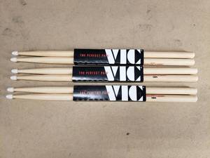 lot 80 image: Lot of 3 Pairs of Vic Firth American Classic 5BN Drum Sticks