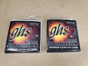 lot 181 image: Lot of 2 GHS Brass Boomers 30-125 Electric Bass Guitar String Sets