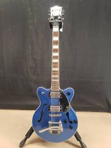 lot 218 image: Beautiful Gretsch G2655T-FBL Streamliner Center Block Double-Cut Electric Guitar w Matching Gretsch Hard Case.  Guitar still has plastic covering on some pieces