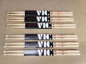 lot 250 image: Lot of 6 Vic Firth Drum Stick Sets.  5A Nylon (Qty 3) & 5A (Qty 3)
