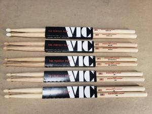 lot 251 image: Lot of Vic First Drum Sticks.  5B (Qty 2), 5B Barrel (Qty 1), Rock (Qty 1) & Rock N (Qty 1)