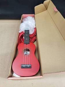 lot 259 image: Amahi Penguin Tropical Series Ukulele w Bag.  Color Red, Model AMA-PGUKRD