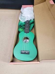 lot 261 image: Amahi Penguin Tropical Series Ukulele w Bag.  Color Green, Model AMA-PGUKGR