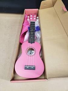 lot 262 image: Amahi Penguin Tropical Series Ukulele w Bag.  Color Pink, Model AMA-PGUKPI