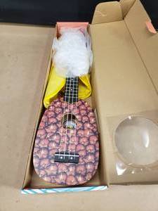lot 263 image: Amahi Tropical Series Ukulele w Bag.  Color Pineapple Design, Model AMA-DDUK16