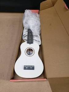 lot 265 image: Amahi Penguin Tropical Series Ukulele w Bag.  Color White, Model AMA-PGUKWH