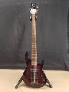 lot 276 image: Schecter Diamond Series Raiden Special 5 Black Cherry Bass Guitar w Beautiful Matching Hard Case