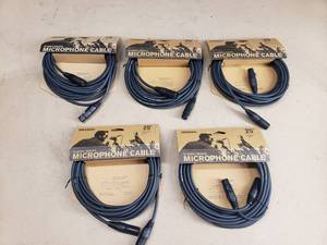 lot 292 image: Lot of 5 DAddario 25 Microphone Cables.  XLR to XLR