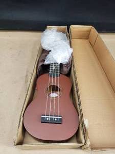 lot 293 image: Amahi Tropical Series Ukulele w Bag.  Color Brown, Model AMA-PNUKBR