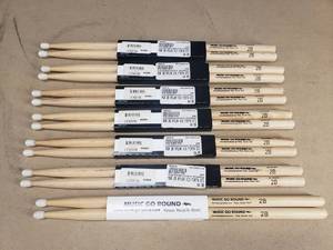 lot 344 image: Lot of 7 Pairs of Music Go Round Vic First Custom Labeled 2B Nylon Drum Sticks