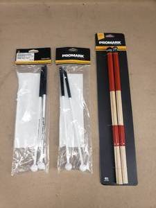 lot 348 image: Lot of Misc Promark Drum Sticks.  Hot Rods (Qty 1) & Mallets (Qty 2)