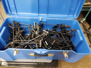 lot 373 image: Large Tote FULL of Slat Wall Guitar Hangars