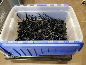 lot 375 image: Large Tote Full of Slat Way Hooks & Hangars