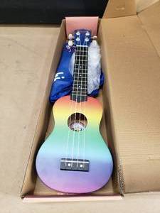 lot 30 image: Amahi Tropical Series Ukulele w Bag, Color Rainbow Gradient, Model AMA-DDUK1