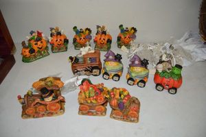 lot 25 image: Ceramic train sets with lights - Fall and Halloween themes