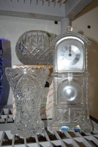 lot 31 image: Lead crystal - vase, clock and bowl