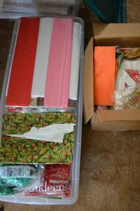 lot 51 image: gift wrap storage tote, wrapping paper, and tissue papers