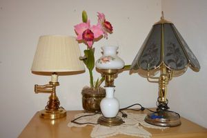 lot 302 image: Table lamps and flower