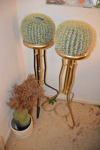lot 212 image: Plant stands with artificial cactus
