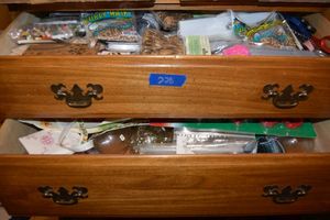 lot 228 image: Craft supplies  and Christmas decorations