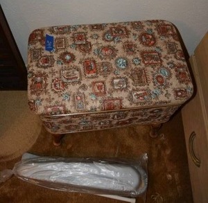 lot 244 image: Vintage sewing stool and small ironing board