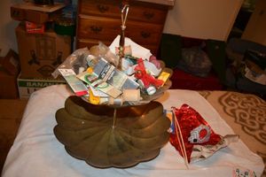 lot 237 image: 2 tier tray with sewing supplies