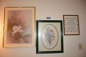 lot 262 image: Framed Wall art - embroidery and prints