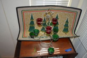 lot 348 image: Christmas tier candle holder and door mat
