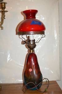 lot 335 image: Murano red glass lamp