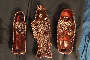 lot 460 image: Ceramic molds and wood carved animal