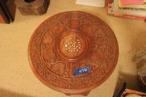 lot 436 image: Hexagonal Folding side table 15round x 15.5tall