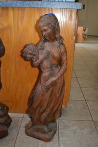 lot 101 image: Wooden look woman statue (about 3 ft tall)