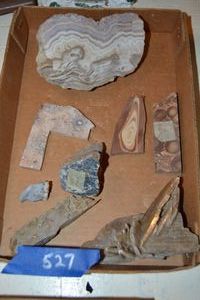 lot 527 image: Mineral rocks - one marked moss agate, one Jasper
