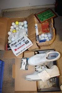 lot 582 image: Golfing lot - shoes still have tags, golf balls, and more