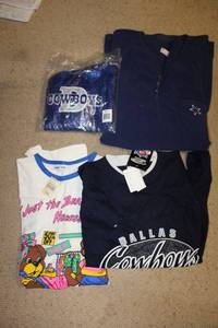 lot 592 image: Dallas Cowboys shirt, rain cover, sleepwear, and shopping sleepwear shirt