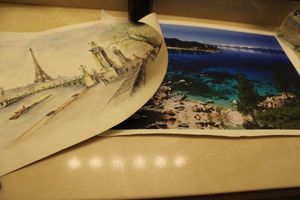 lot 558 image: Art work - signed lithograph and signed watercolordrawing