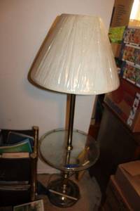 lot 637 image: Brass floor lamp with glass tray