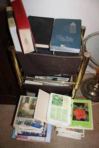 lot 638 image: Vintage magazine racks with Bibles, garden books and magazines