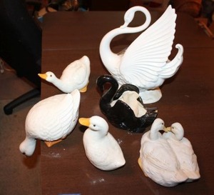 lot 624 image: White and black duck and swan figurines