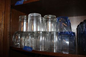 lot 706 image: Glassware - clear and blue sets
