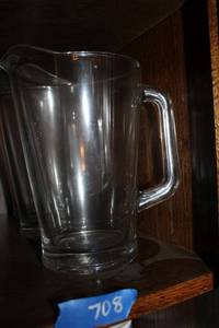 lot 708 image: Glassware - 3 heavy beer pitchers