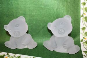 lot 749 image: Pair of Frosted Lead Crystal Teddy Bear figurines