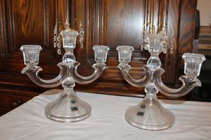 lot 772 image: Beyer Lead Crystal candelabras with crystal accessories