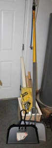lot 811 image: Tools Hand saws, steel dust pans, Corona Tree Pole Pruner plus wood pieces