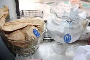 lot 826 image: Lead Crystal footed glass bowl And Punch bowl set