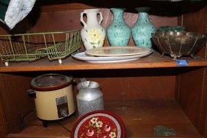 lot 831 image: Misc. housewares - brass bowl, ceramic vases and more