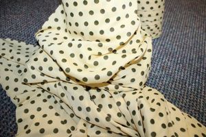 lot 840 image: (2) Fabric Bolts - Yellow with green polka dots